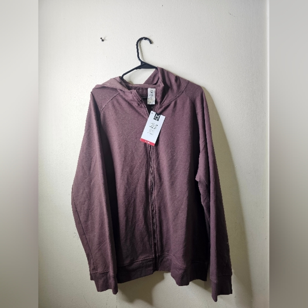 Member's Mark  Men Full-Zip Active Hoodie Security Pocket Lined Hood Brown Bear